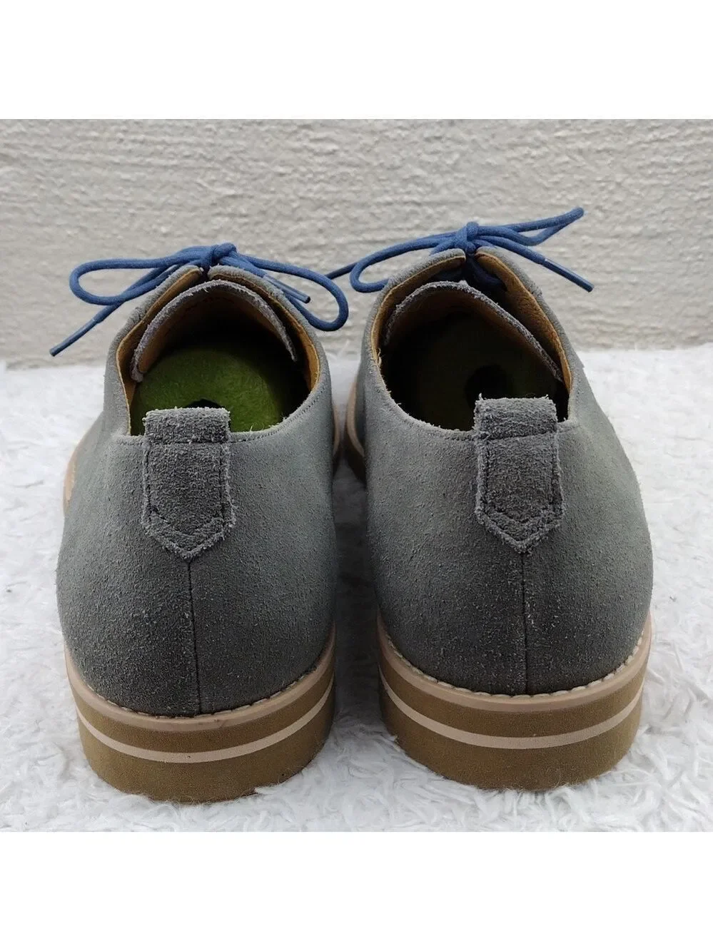 Johnston & Murphy Men's Grey Suede Leather Upper Lace Up Low Heel Oxford Shoe